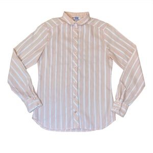 Vintage 80s College Town Button Down Pink Striped Size Blouse Shirt Size XS